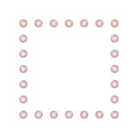 Square frame with pink beads isolated on a white background. Vector illustration for design of postcards, photos, logos, holiday. The frame is a square of round balls of pearls.