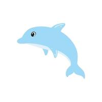 Cute Dolphin on a white background isolated. Bright children's cartoon illustration. Inhabitants of the seas and oceans. vector