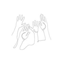 hand drawn doodle hand cheering up illustration vector in continuous line drawing