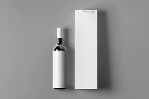 Conjunto de maqueta de bolsa de botella de vino blanco alto en blanco, aislado, representación 3d. bolso de mano vacío para maqueta de vino o vodka. Embalaje de papel transparente apto para la marca de la tienda. foto