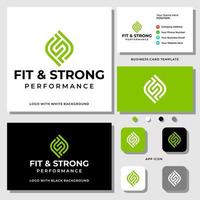 Letter F S P monogram leaf health logo design with business card template.