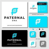 Letter P monogram DNA logo design with business card template.