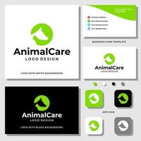 Animal health dog and cat logo design with business card template. vector