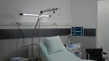 Nobody in hospital ward with medical equipment for recovery video