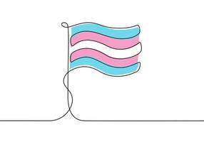 Continuous one line drawing of transgender flag. Minimalist design on white background. vector