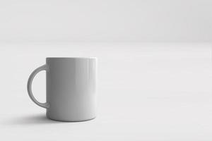 Render 3D de taza blanca aislada sobre fondo blanco. apto para su elemento de diseño. foto