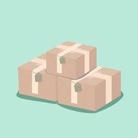 Ilustración caja de paquete prepararse para enviar, fondo aislado, vector