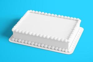 Representación 3D pastel de cumpleaños blanco liso aislado sobre fondo de color. apto para su elemento de diseño. foto