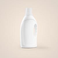 Representación 3D botella de plástico cosmético blanco en blanco con mango gotero aislado sobre fondo gris. apto para el diseño de su maqueta. foto