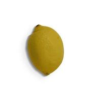 Close up view of fresh yellow lemon isolated on white background. added copy space for text. photo