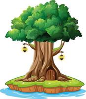 Fantasy tree house inside tree trunk vector