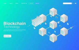 Blockchain Technology Concept. Background Landing Page Template. Vector EPS 10