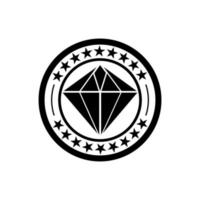 logo de diamante con estrella y círculo alrededor es negro vector