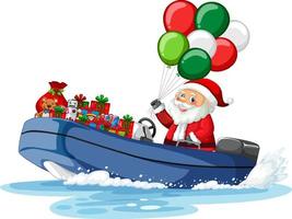 Santa Claus on the boat with his gifts vector
