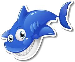 Smiling shark cartoon sticker vector