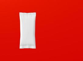 3d rendering blank white snack bars isolated on red background. fit for your design project. photo