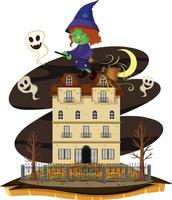 Haunted house at night scene vector