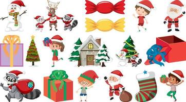 Set of isolated objects of christmas theme vector