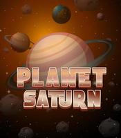 cartel del logotipo de la palabra del planeta saturno vector