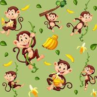 Monkey seamless pattern background vector