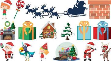 Set of isolated objects of christmas theme vector