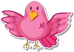 pequeña etiqueta engomada de la historieta del animal del pájaro rosado vector