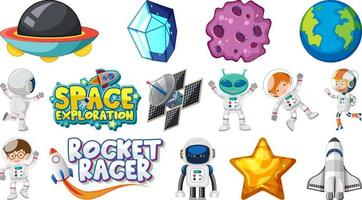 Isolated fantasy space game objects and elements set vector
