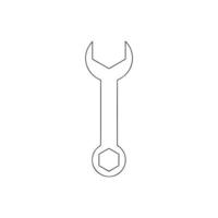 A spanner isolated on a white background. Vector contour illustration. Tools for repairing equipment and cars. Car repair tools and works. Logo, business card, and sticker design.