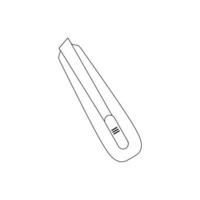 Paper cutting knife isolated on a white background. A set of tools for carpenter, mechanic, locksmith, engineer. Vector contour illustration. Outline logo design.