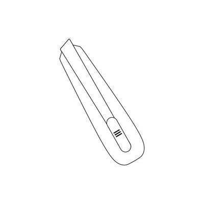 Paper cutting knife isolated on a white background. A set of tools for carpenter, mechanic, locksmith, engineer. Vector contour illustration. Outline logo design.