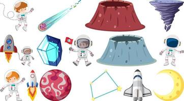 Isolated fantasy space game objects and elements set vector