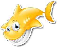 Smiling shark cartoon sticker vector