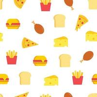 Seamless pattern hamburger with bread Hand drawn food background in cartoon style For fabric, textile, wallpaper decoration vector