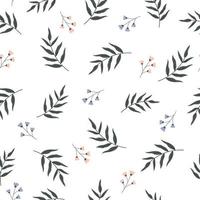 Beautiful seamless texture pattern Small patterned leaves and white flower, randomly arranged Design used for textile, fabric, publication, gift wrap, vector illustration