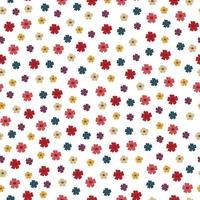 Seamless pattern Colorful flower background arranged randomly. Hand drawn in cartoon style Used for publication, textile, vector illustration