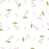 Flower seamless pattern vector on white background Hand drawn design in cartoon style, use for print, wallpaper, textile fashion.