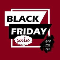 Promoción de ventas del viernes negro con fondo rojo oscuro. vector