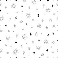 Star pattern seamless vector illustration Hand drawn designs on white background Used for printing, fabric, textiles