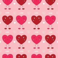 Seamless pattern Valentines day background with pink and red hearts Cute design used for Print, wallpaper, decoration, fabric, vector illustrations