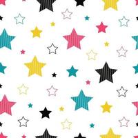 Fondo de vacaciones de patrones sin fisuras abstractas con estrellas de colores concepto de diseño moderno para textiles, moda, papel de regalo, fondos de pantalla. ilustraciones vectoriales. vector