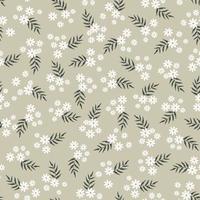 Beautiful seamless texture pattern Small and large white flower patterns and leaves arranged randomly Design used for textile, fabric, publication, gift wrap, vector illustration