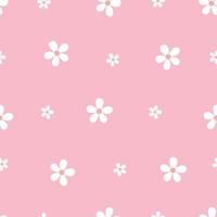 Seamless vector White flower pattern on pink background Hand drawn in cartoon style, use for prints, wallpaper, fashion fabrics, textiles.