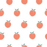 Seamless fruit pattern Orange peach hand drawn cartoon style On a white background Used for printing, wallpaper, fabric, textiles Vector illustration