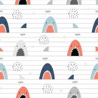 Vector illustration seamless pattern notebook with shark Hand drawn design background in cartoon style Used for printing, fabric, textiles