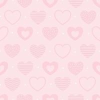 Fondo de vector de patrones sin fisuras con corazones rosa pastel lindo diseño utilizado para impresión, papel tapiz, decoración, tela, ilustración vectorial textil