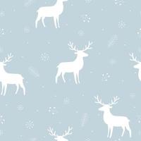 Seamless pattern With the silhouette of deer and snowflake on a blue background Design used for publication, poster, clothing, textile, vector illustration