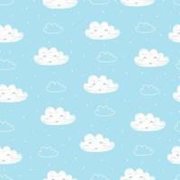 Seamless pattern The sky background with white cloud with a smile Cute cartoon style design used for announcement, gift wrapping, fabric, textile, vector illustration