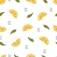 Orange slices pattern vector Seamless texture, hand-drawn designs, used for print, wallpaper, decoration, textiles. Vector illustration on white background