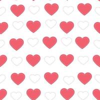 Red heart with a white dotted line. Seamless pattern Valentines day background Flat design, used for printing, wallpaper, textiles Vector illustration