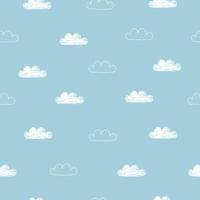 patrón sin costuras el fondo del cielo con nube blanca diseño dibujado a mano en estilo infantil utilizado para tela, moda, textil, ilustración vectorial vector